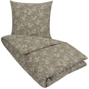 Blomstret sengetøj - 140x200 cm - 100% bomuld - Juliane grøn - Nordstrand Home sengesæt