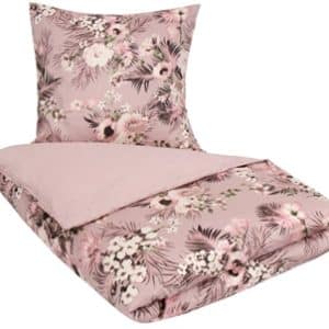 Blomstret sengetøj - 140x220 cm - Flowers & Dots - Lavendel - 2 i 1 design - By Night