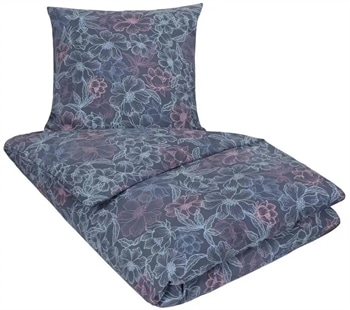 Blomstret sengesæt 140x220 cm - Britta Blåt sengetøj - Nordstrand Home sengesæt - 100% bomuld