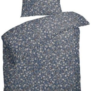 Blomstret sengetøj 140x200 cm - Abeline Blåt sengetøj - 100% Bomuldssatin sengetøj - Nordisk Tekstil