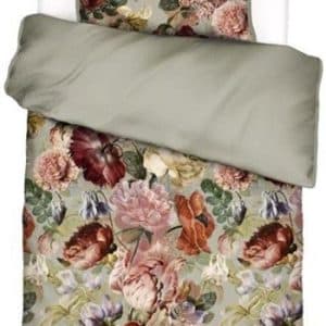 Blomstret sengetøj 140x200 cm - Agate gråt sengetøj - 2 i 1 sengesæt - 100% bomuldssatin - Essenza sengetøj