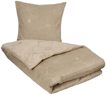 Blomstret sengetøj 140x200 cm - Big flower sand - 2 i 1 design - 100% Bomuldssatin - By Night sengesæt