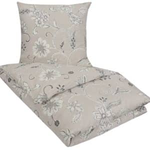 Blomstret sengetøj 140x200 cm - Diana gråt sengetøj - Sengelinned i 100% bomuld - Nordstrand