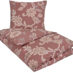 Blomstret sengetøj 140x200 cm - Diana rødt og brunt sengetøj - 100% Bomuld - Nordstrand sengesæt