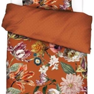 Blomstret sengetøj 140x200 cm - Filou Caramel - 2 i 1 sengesæt - 100% Bomuldssatin sengetøj - Essenza