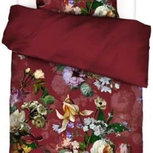 Blomstret sengetøj 140x200 cm - Fleurel wine red - 2 i 1 sengesæt - 100% Bomuldsflonel - Essenza sengetøj