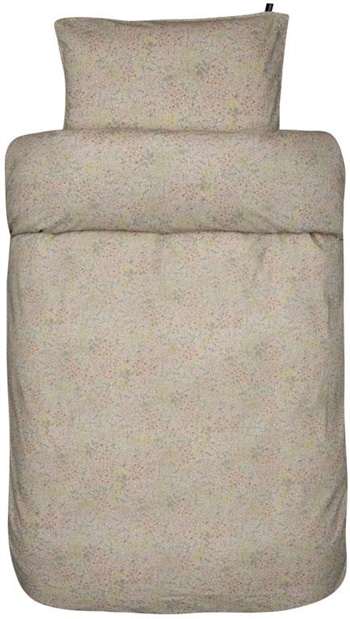 Blomstret sengetøj 140x200 cm - Hermine fersken sengetøj - 100% stenvasket bomuld - Høie sengetøj