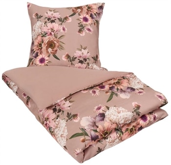 Blomstret sengetøj 140x200 cm - Lavender Flower - 2 i 1 design - Sengesæt i 100% Bomuldssatin - Excellent By Borg