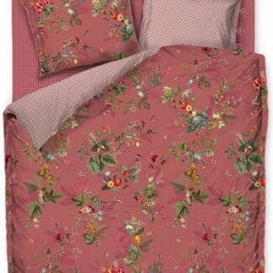 Blomstret sengetøj 140x200 cm - Leaf pink - 2 i 1 sengesæt - Sengelinned i 100% bomuld - Pip Studio