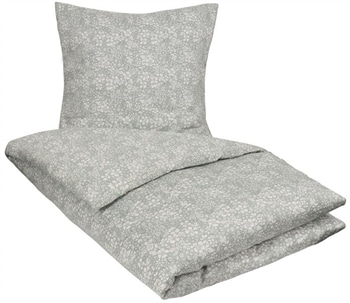 Blomstret sengetøj 140x220 cm - Støvet grøn sengelinned - Small flowers dusty green - Sengesæt i 100% bomuldssatin - By Night