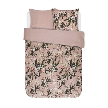 Dobbeltdyne sengetøj 200x200 cm - Blomstret sengetøj - Lily rose - Rosa sengetøj - 2 i 1 design - 100% bomuldssatin - Essenza