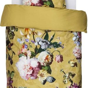 Essenza fleur sengetøj - Blomstret sengetøj - 140x220 cm - Fleur golden yellow - Vendbart sengesæt - 100% bomuldssatin