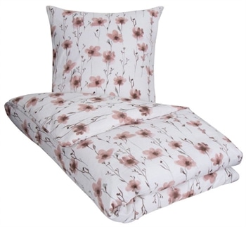 Flonel sengetøj 140x200 cm - Flower Rose - Blomstret sengetøj - 100% Bomuld - By Night sengesæt