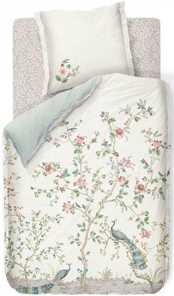 Hvidt sengetøj 140x220 cm - Okinawa - Blomstret sengetøj i vendbar design - Sengelinned i 100% bomuld - Pip Studio
