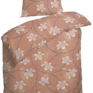 Peach sengetøj 140x220 cm - Blomstret sengetøj - Sengelinned i 100% Bomuldssatin - Night & Day