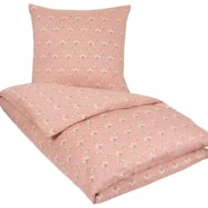 Blomstret sengetøj - 140x220 cm - Summer rosa - 100% Bomuldssatin sengetøj - By Night