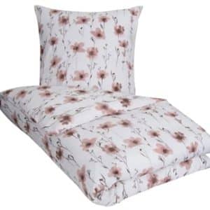 Sengetøj 200x200 cm - Flower Rosa flonel sengetøj - Blomstret sengesæt - 100% bomuldsflonel - By Night