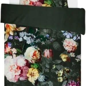 Blomstret sengetøj 140x200 cm - Essenza Fleur green - Sengesæt med vendbar design - 100% bomuldssatin