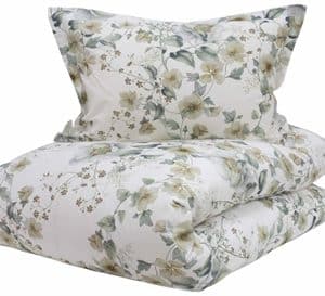 Turiform sengetøj - 140x200 cm - Lilly Beige - Blomstret sengetøj - 100% Bomuldssatin sengesæt