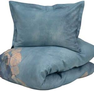 Turiform sengetøj - 140x220 cm - September blå - Blomstret sengetøj - 100% Bomuldssatin sengesæt
