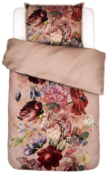 Essenza sengetøj - 140x200 cm - Annclaire Rose - Vendbart sengesæt - 100% Økologisk bomuldssatin - Blomstret sengetøj