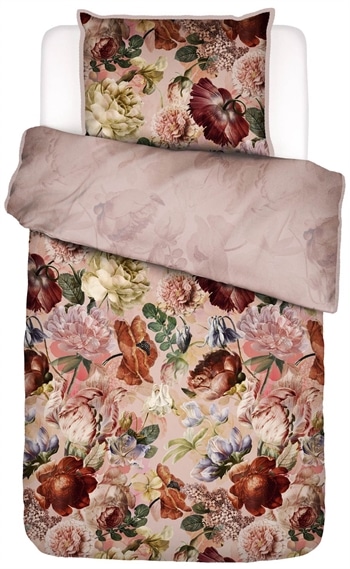 Essenza sengetøj - 140x220 cm - Claire Rosa - Vendbart sengesæt - 100% bomuldssatin - Blomstret sengetøj