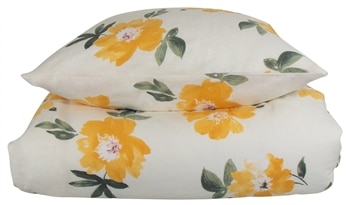 Flonel sengetøj - 140x200 cm - Blomstret sengetøj gul - 100% Bomuld - Gardenia Gul - Nordstrand Home sengesæt