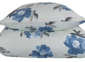 Flonel sengetøj - 200x220 cm - Blomstret sengetøj blå - 100% Bomuld - Gardenia blå - Nordstrand Home sengesæt