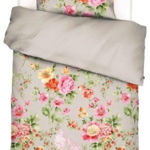 Blomstret sengetøj 140x200 cm - Claudi Stone - Vendbar sengesæt i 100% bomuldssatin - Essenza sengetøj
