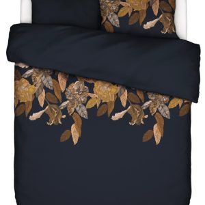 Dobbelt blomstret sengetøj 200x200 cm - Night Blue - Vendbart i 100% bomuldssatin - Essenza sengetøj