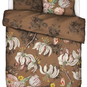 Dobbelt blomstret sengetøj 200x220 cm - Aimee Cafe Noir - Vendbart i 100% bomuldssatin - Essenza sengetøj