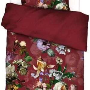 Flonel sengetøj - 140x200 cm - Blomstret sengetøj - Fleural wine red - Vendbart sengesæt - Essenza sengetøj